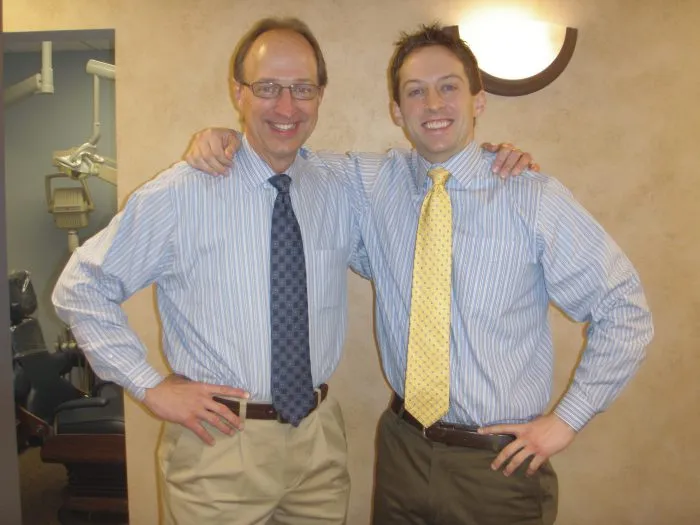 Father and son, Dr. Al Budrys and Dr. Jeff Budrys; photo of smiling Mentor OH dentists